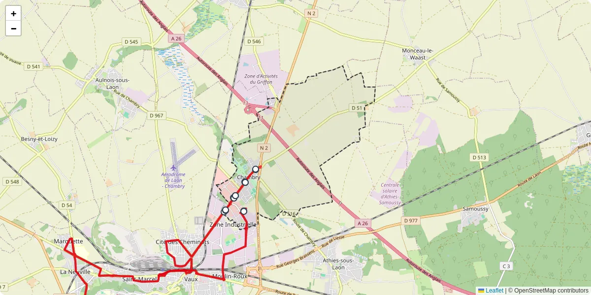 Carte du réseau de transport en commun à Chambry - lignes de bus et arrêts