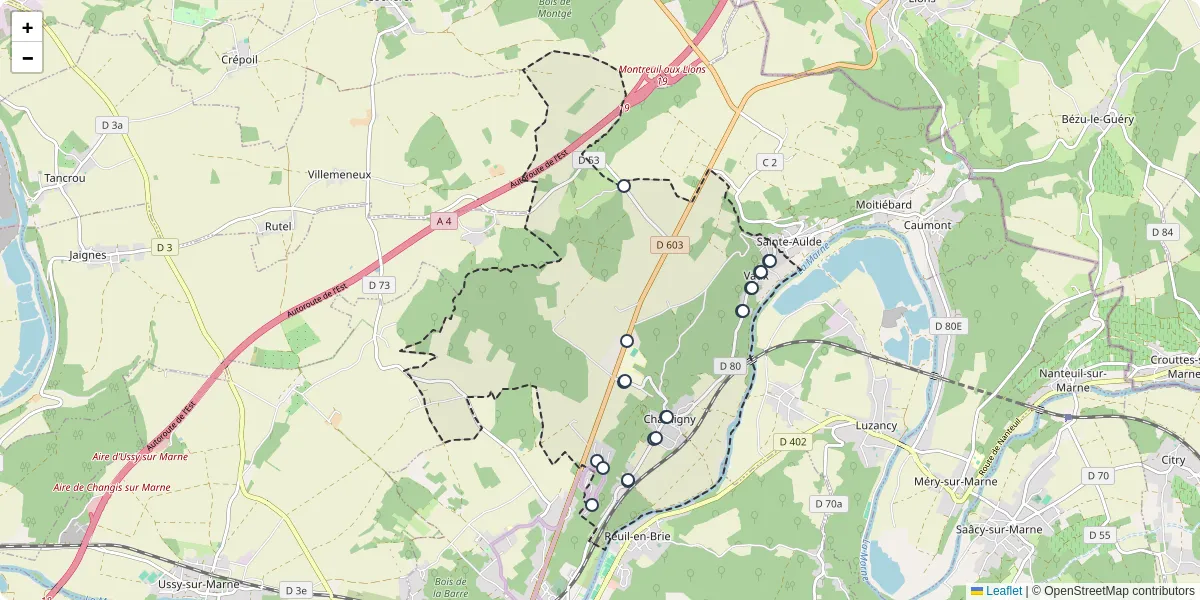 Carte du réseau de transport en commun à Chamigny - lignes de bus et arrêts