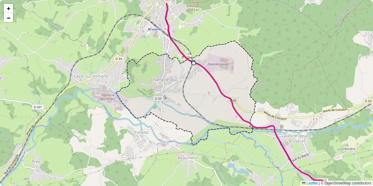 Carte du réseau de transport en commun à Champ-le-Duc - lignes de bus et arrêts