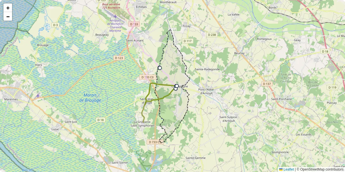 Carte du réseau de transport en commun à Champagne - lignes de bus et arrêts