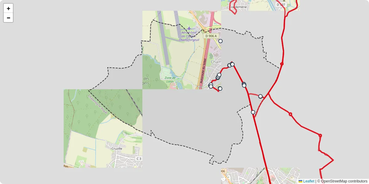 Carte du réseau de transport en commun à Champforgeuil - lignes de bus et arrêts