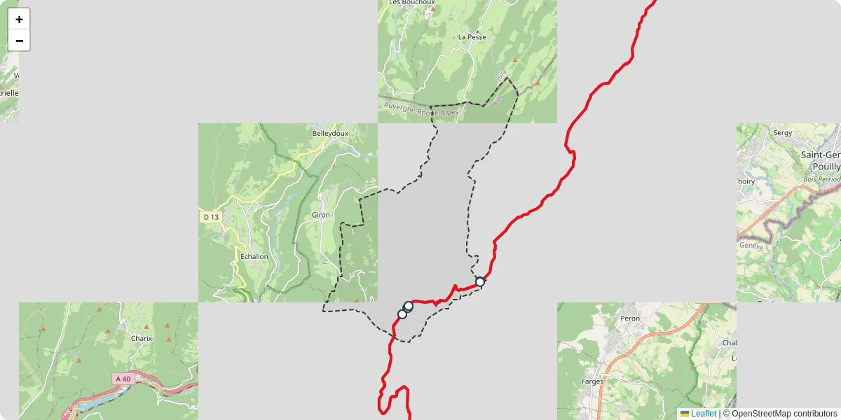 Carte du réseau de transport en commun à Champfromier - lignes de bus et arrêts