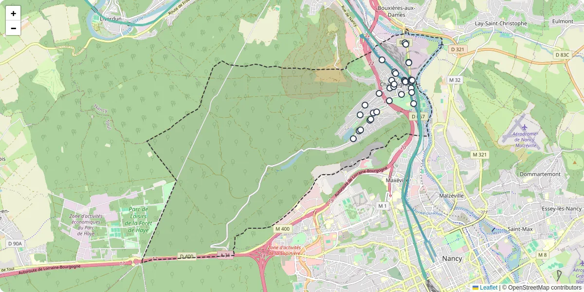 Carte du réseau de transport en commun à Champigneulles - lignes de bus et arrêts