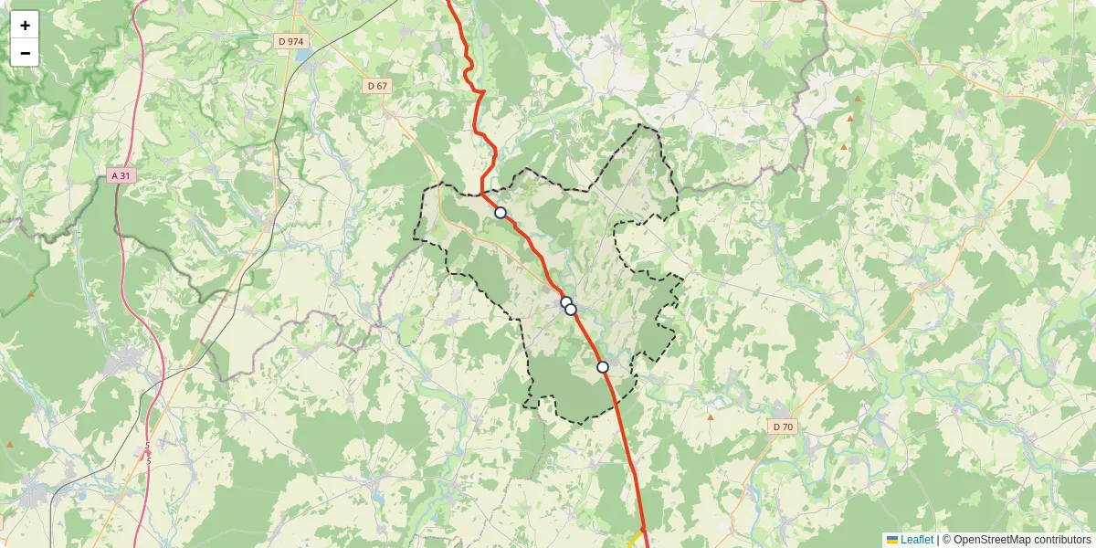 Carte du réseau de transport en commun à Champlitte - lignes de bus et arrêts
