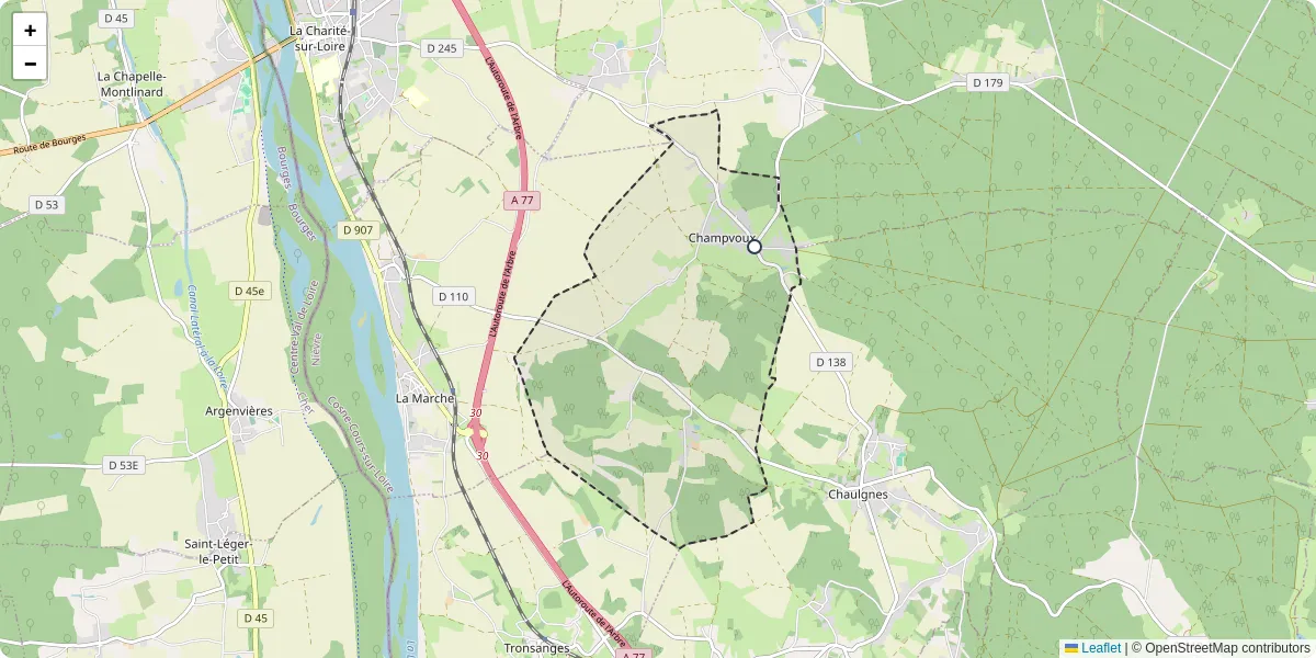 Carte du réseau de transport en commun à Champvoux - lignes de bus et arrêts