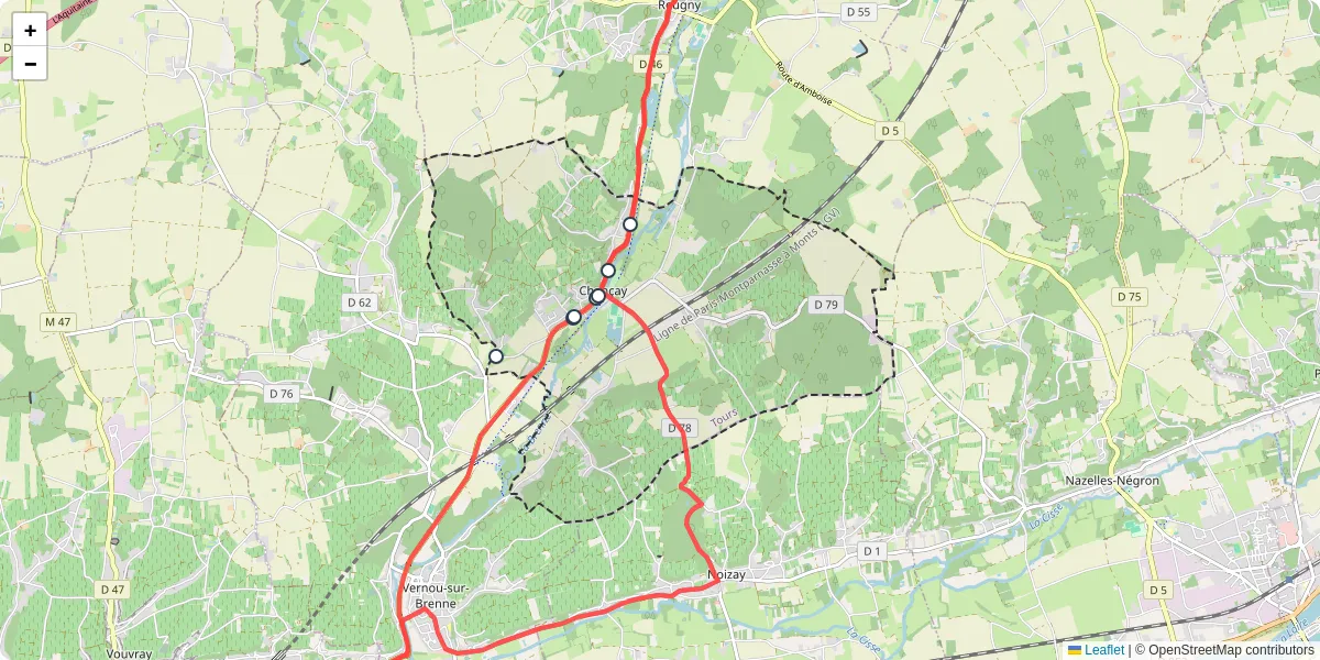 Carte du réseau de transport en commun à Chançay - lignes de bus et arrêts