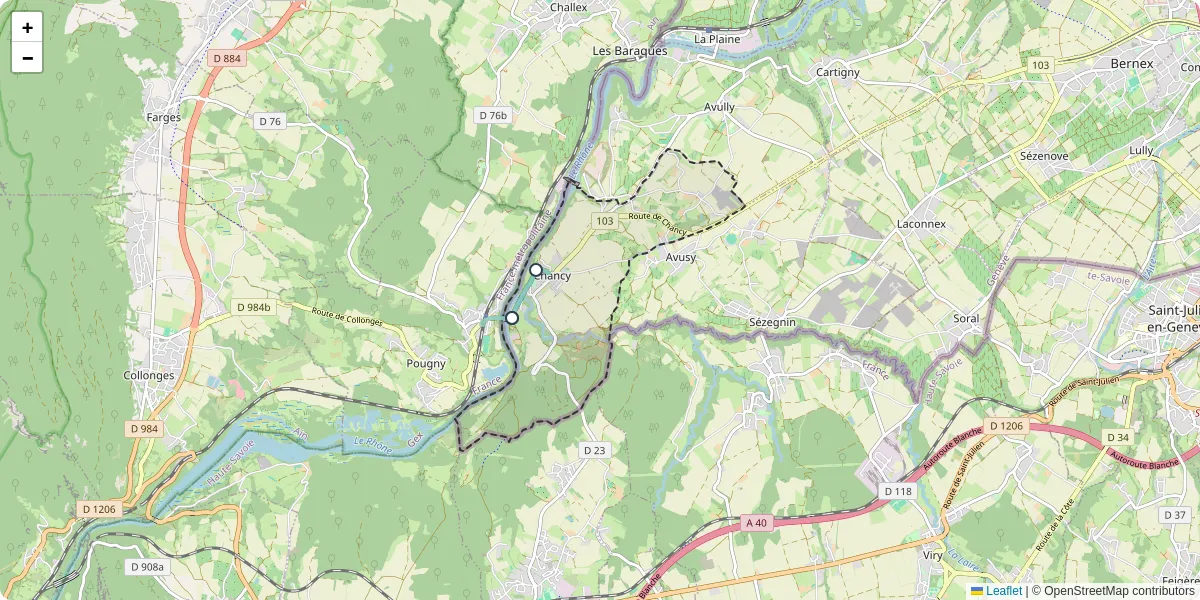 Carte du réseau de transport en commun à Chancy - lignes de bus et arrêts