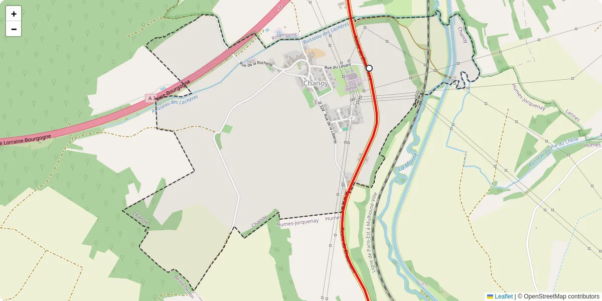 Carte du réseau de transport en commun à Chanoy - lignes de bus et arrêts
