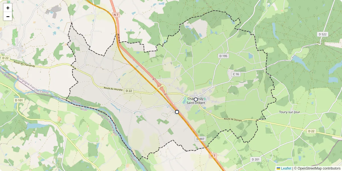 Carte du réseau de transport en commun à Chantenay-Saint-Imbert - lignes de bus et arrêts