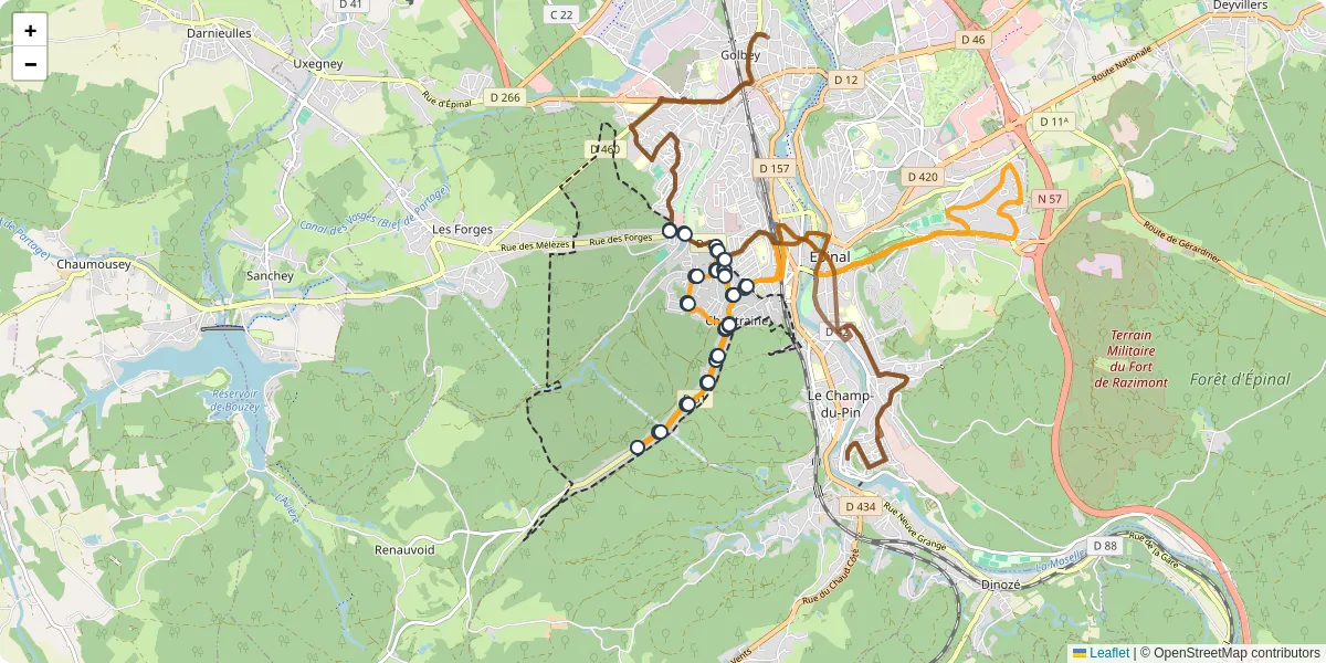 Carte du réseau de transport en commun à Chantraine - lignes de bus et arrêts