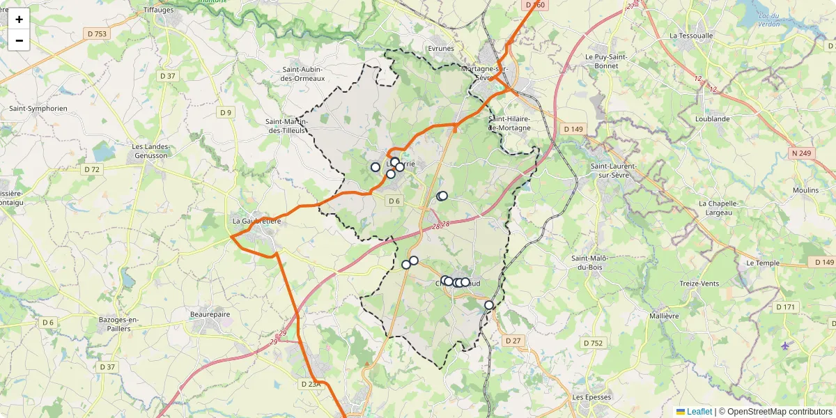 Carte du réseau de transport en commun à Chanverrie - lignes de bus et arrêts