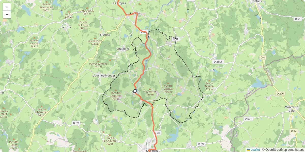 Carte du réseau de transport en commun à Chard - lignes de bus et arrêts