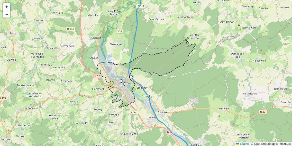 Carte du réseau de transport en commun à Charmes - lignes de bus et arrêts