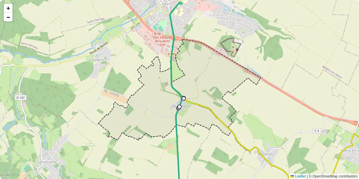 Carte du réseau de transport en commun à Charmont - lignes de bus et arrêts