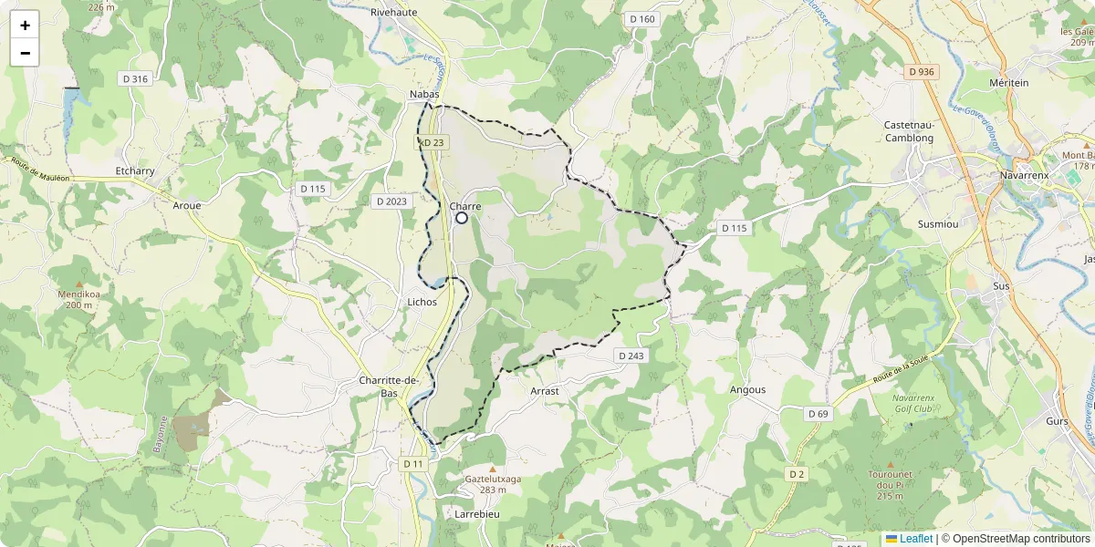 Carte du réseau de transport en commun à Charre - lignes de bus et arrêts