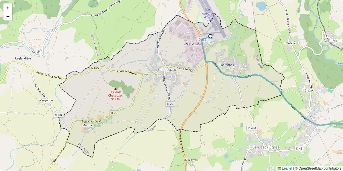 Carte du réseau de transport en commun à Chaspuzac - lignes de bus et arrêts