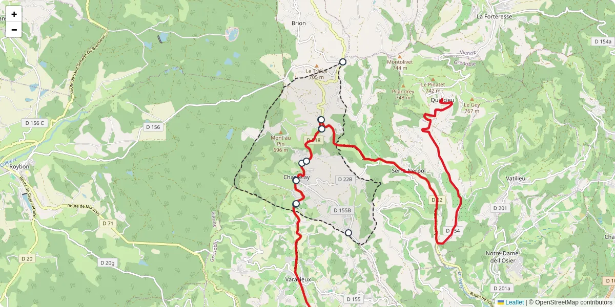 Carte du réseau de transport en commun à Chasselay - lignes de bus et arrêts
