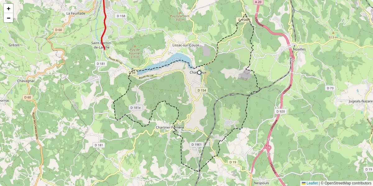 Carte du réseau de transport en commun à Chasteaux - lignes de bus et arrêts