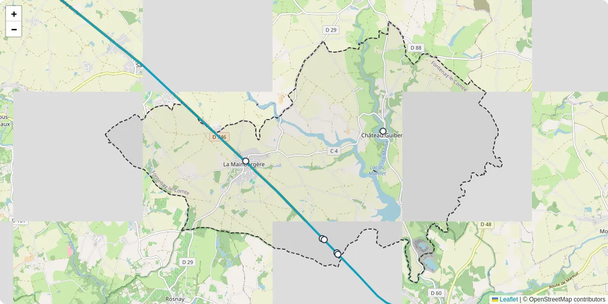 Carte du réseau de transport en commun à Château-Guibert - lignes de bus et arrêts