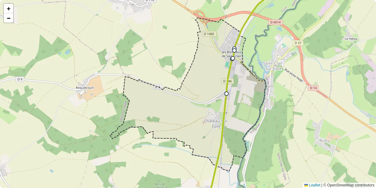 Carte du réseau de transport en commun à Château-sur-Epte - lignes de bus et arrêts