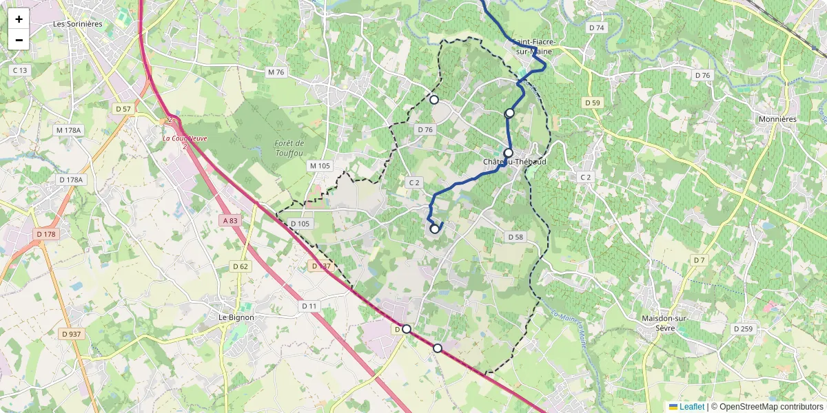 Carte du réseau de transport en commun à Château-Thébaud - lignes de bus et arrêts