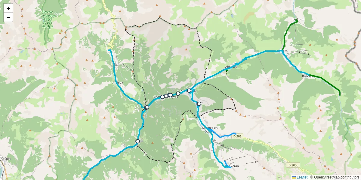 Carte du réseau de transport en commun à Château-Ville-Vieille - lignes de bus et arrêts