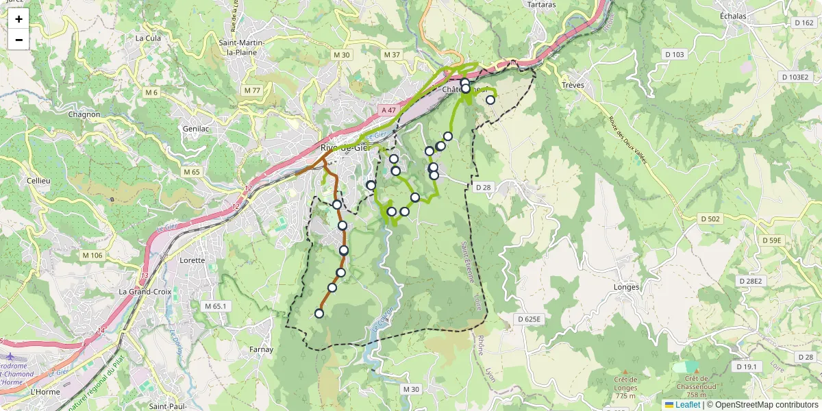 Carte du réseau de transport en commun à Châteauneuf - lignes de bus et arrêts