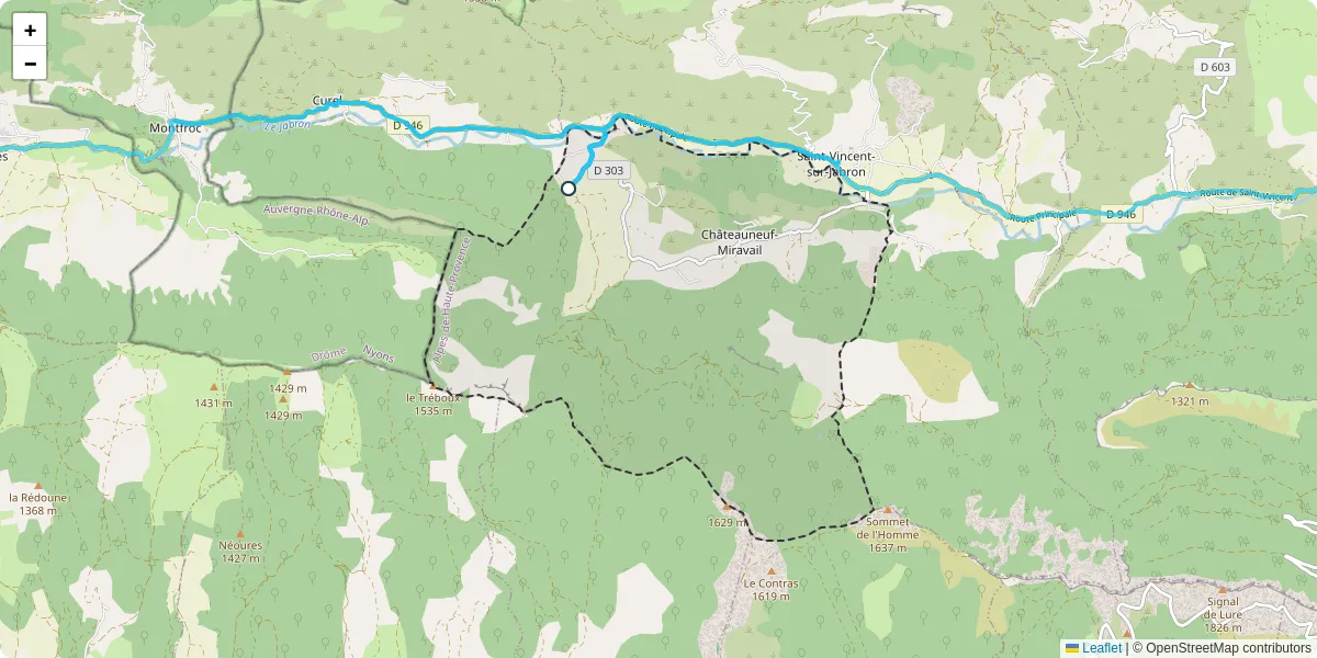 Carte du réseau de transport en commun à Châteauneuf-Miravail - lignes de bus et arrêts