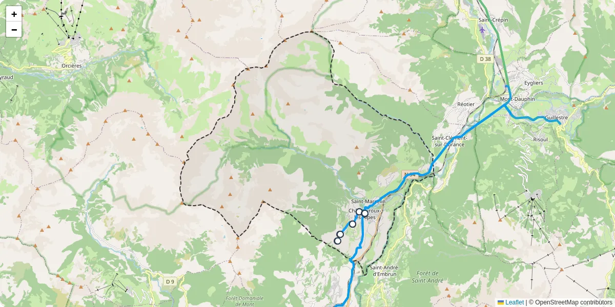 Carte du réseau de transport en commun à Châteauroux-les-Alpes - lignes de bus et arrêts