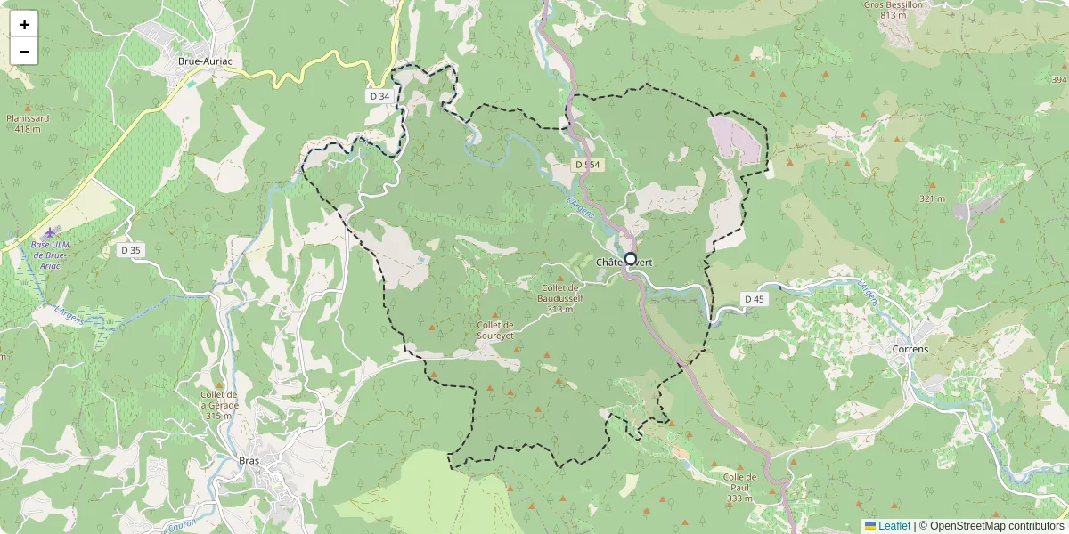 Carte du réseau de transport en commun à Châteauvert - lignes de bus et arrêts
