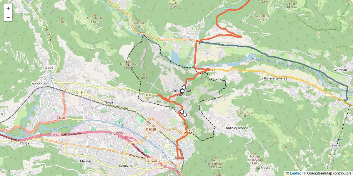 Carte du réseau de transport en commun à Châtillon-sur-Cluses - lignes de bus et arrêts