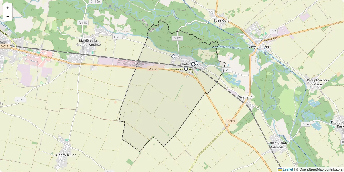 Carte du réseau de transport en commun à Châtres - lignes de bus et arrêts