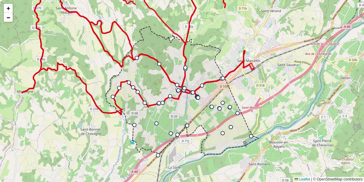 Carte du réseau de transport en commun à Chatte - lignes de bus et arrêts