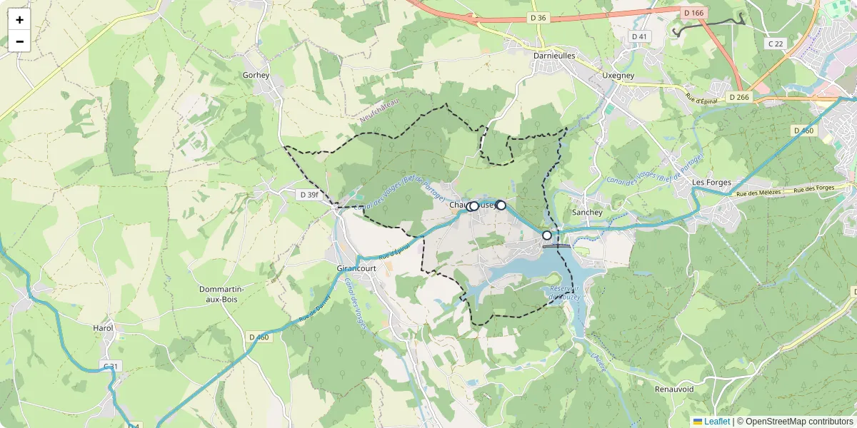 Carte du réseau de transport en commun à Chaumousey - lignes de bus et arrêts