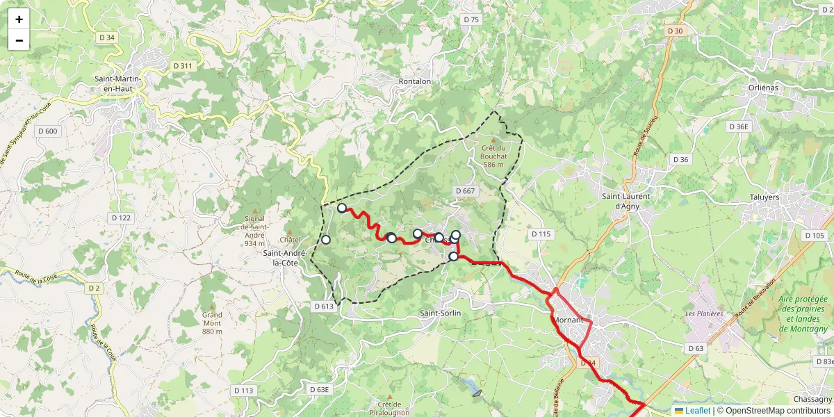 Carte du réseau de transport en commun à Chaussan - lignes de bus et arrêts
