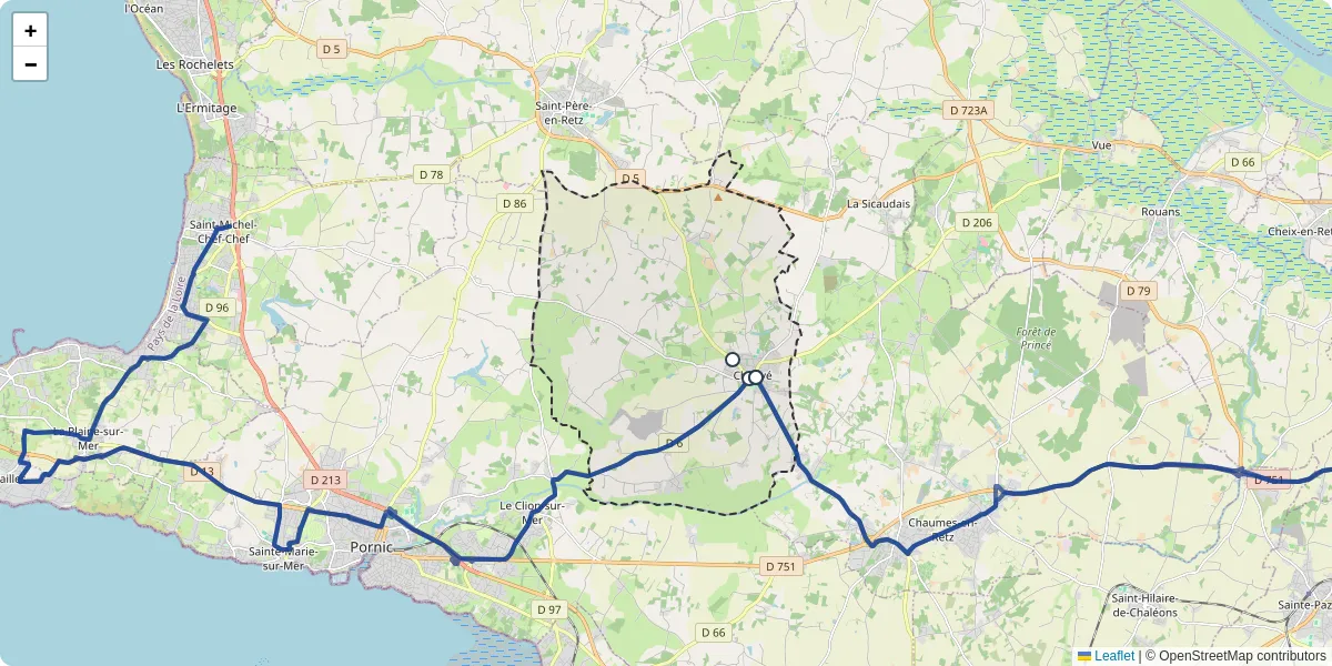 Carte du réseau de transport en commun à Chauvé - lignes de bus et arrêts