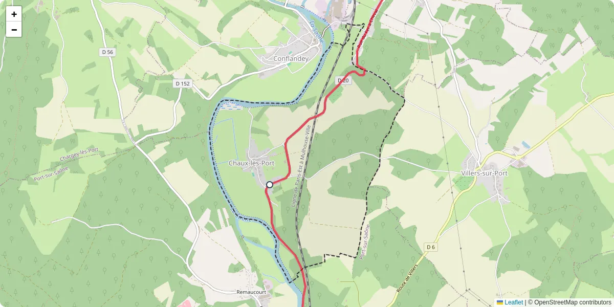 Carte du réseau de transport en commun à Chaux-lès-Port - lignes de bus et arrêts