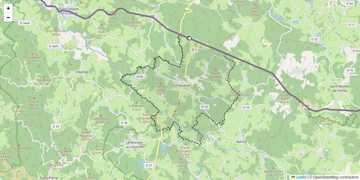 Carte du réseau de transport en commun à Chavanat - lignes de bus et arrêts