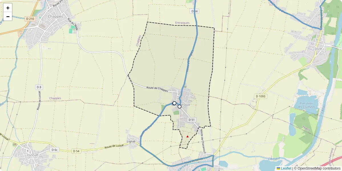 Carte du réseau de transport en commun à Chavaroux - lignes de bus et arrêts