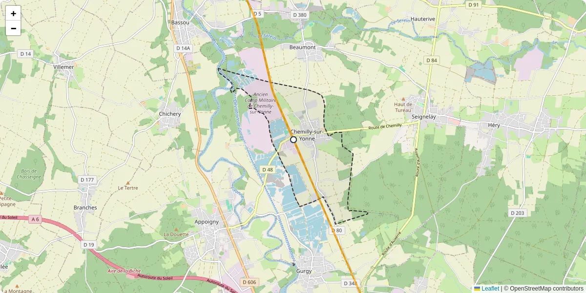 Carte du réseau de transport en commun à Chemilly-sur-Yonne - lignes de bus et arrêts
