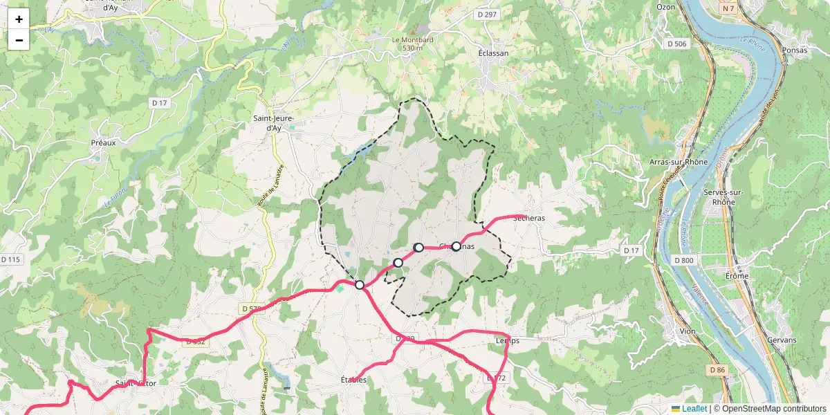 Carte du réseau de transport en commun à Cheminas - lignes de bus et arrêts