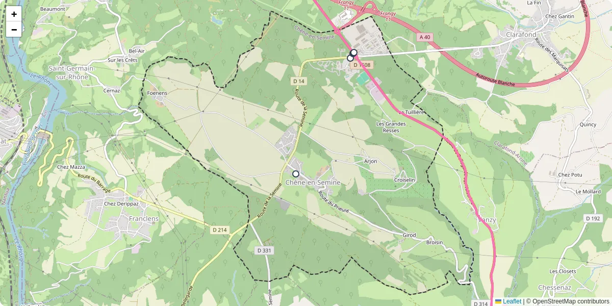 Carte du réseau de transport en commun à Chêne-en-Semine - lignes de bus et arrêts