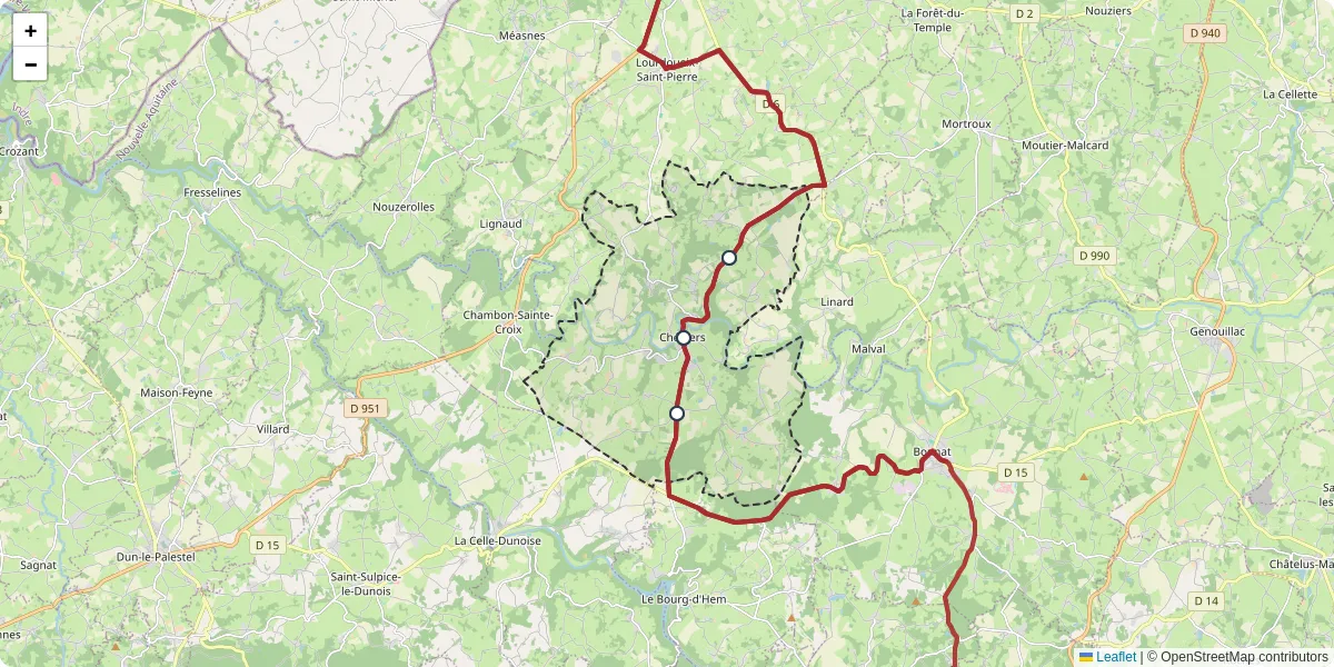 Carte du réseau de transport en commun à Chéniers - lignes de bus et arrêts
