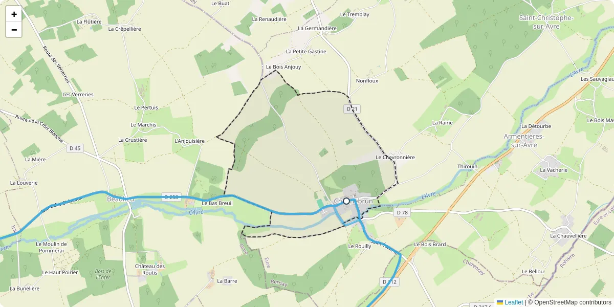 Carte du réseau de transport en commun à Chennebrun - lignes de bus et arrêts