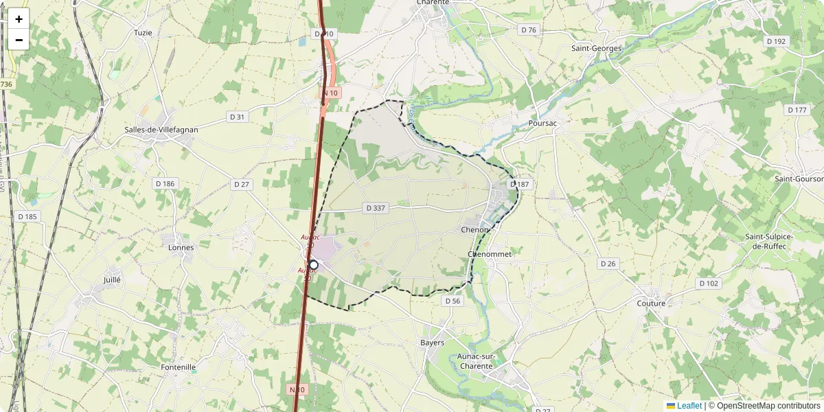 Carte du réseau de transport en commun à Chenon - lignes de bus et arrêts