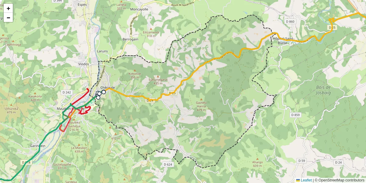 Carte du réseau de transport en commun à Chéraute - lignes de bus et arrêts