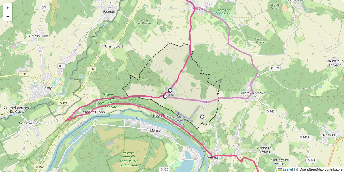 Carte du réseau de transport en commun à Chérence - lignes de bus et arrêts