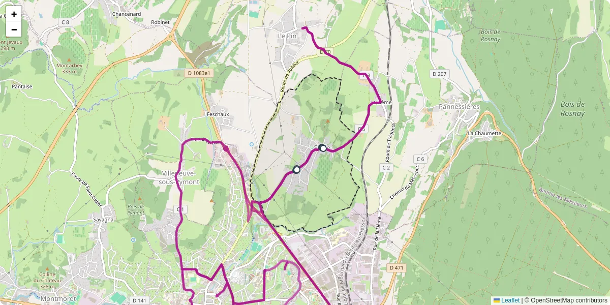 Carte du réseau de transport en commun à Chille - lignes de bus et arrêts