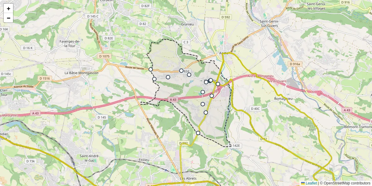 Carte du réseau de transport en commun à Chimilin - lignes de bus et arrêts
