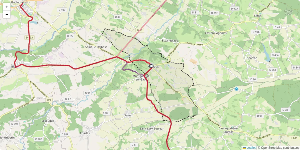 Carte du réseau de transport en commun à Ciadoux - lignes de bus et arrêts